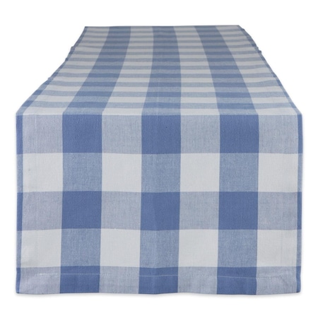 Fastfood 14 x 72 in. Stonewash Blue Buffalo Check Table Runner FA2568235